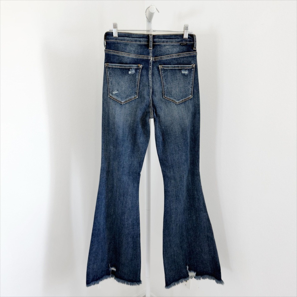 Risen Denim Jeans Size 5/27 Flare Distressed Blue Denim Western High Rise - Picture 5 of 8